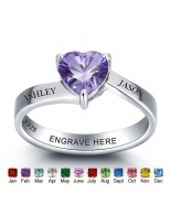 Birthstone Ring, Sterling Silver Personalized Engravable Ring JEWJORI101975